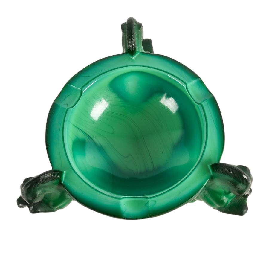 Art Deco Malachite Glass Ashtray by Curt Schlevogt-4
