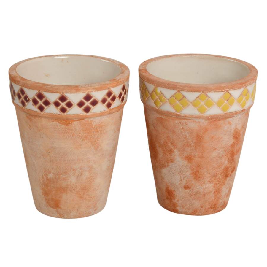 Six Geometric Pottery Garden Pots-6