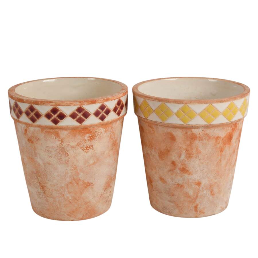Six Geometric Pottery Garden Pots-5