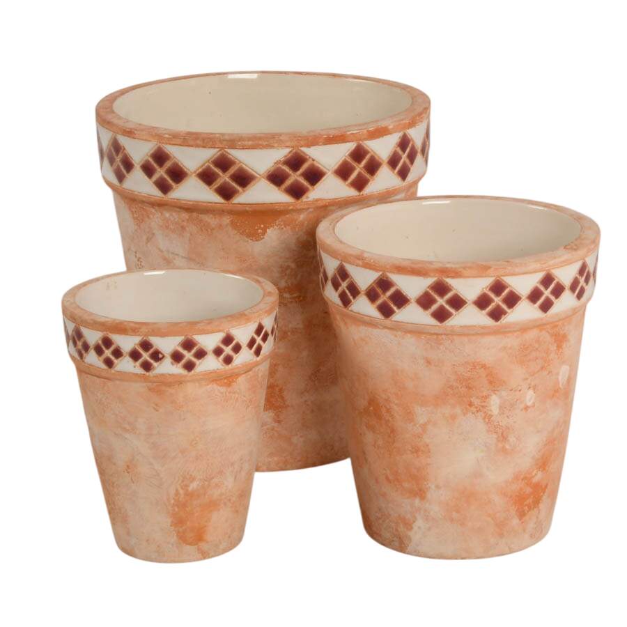 Six Geometric Pottery Garden Pots-4