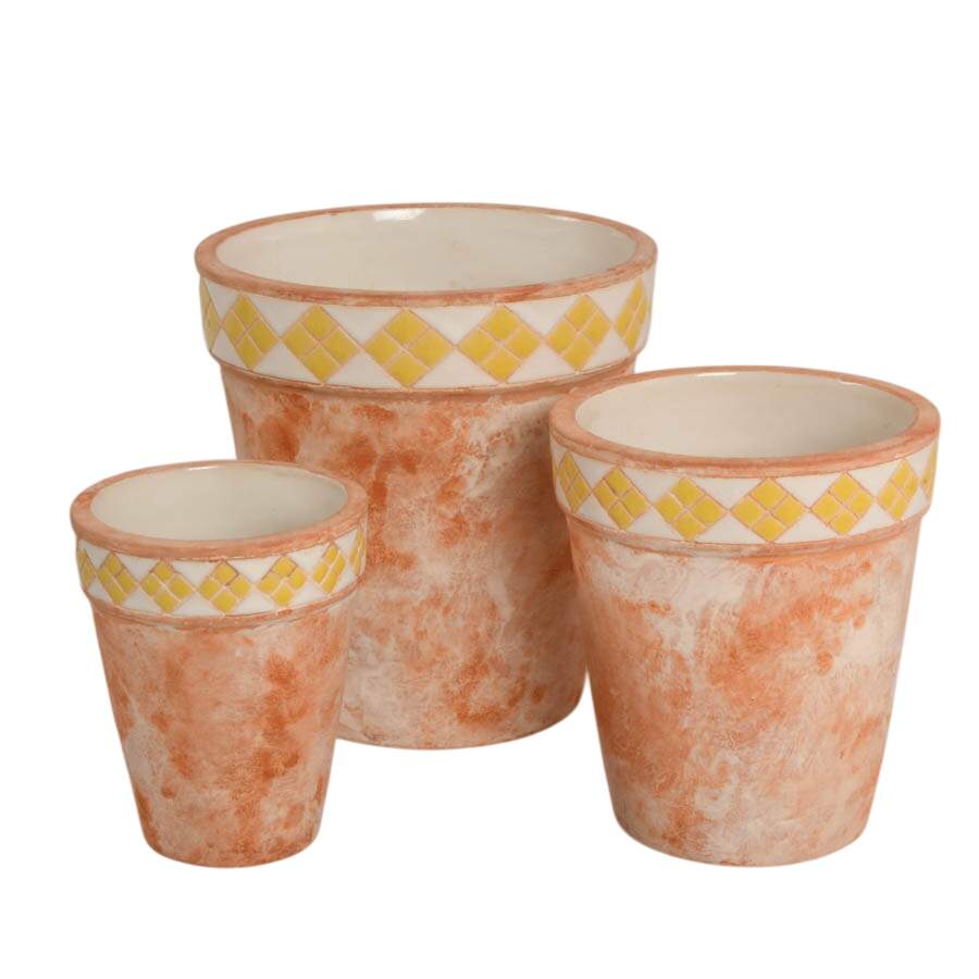Six Geometric Pottery Garden Pots-3