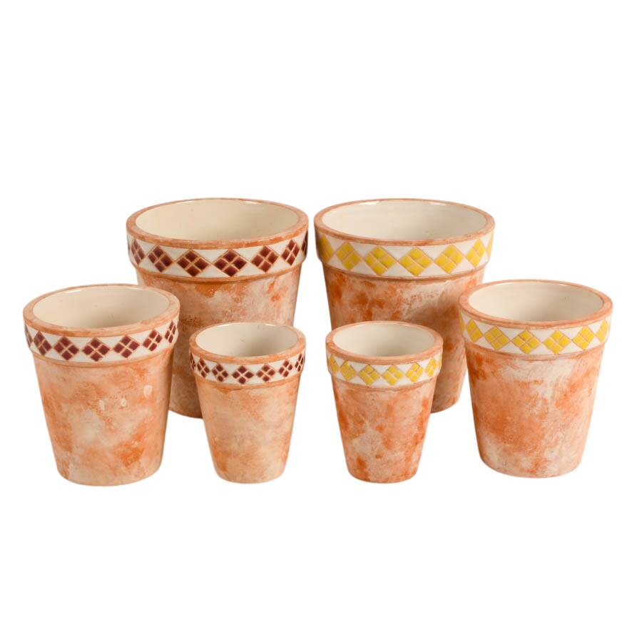 Six Geometric Pottery Garden Pots-2
