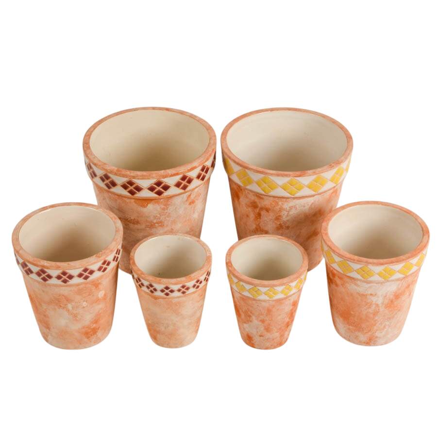 Six Geometric Pottery Garden Pots-1
