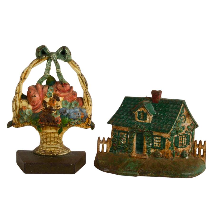 Set of Four Painted Rustic Americana Cast Iron Doorstops-5