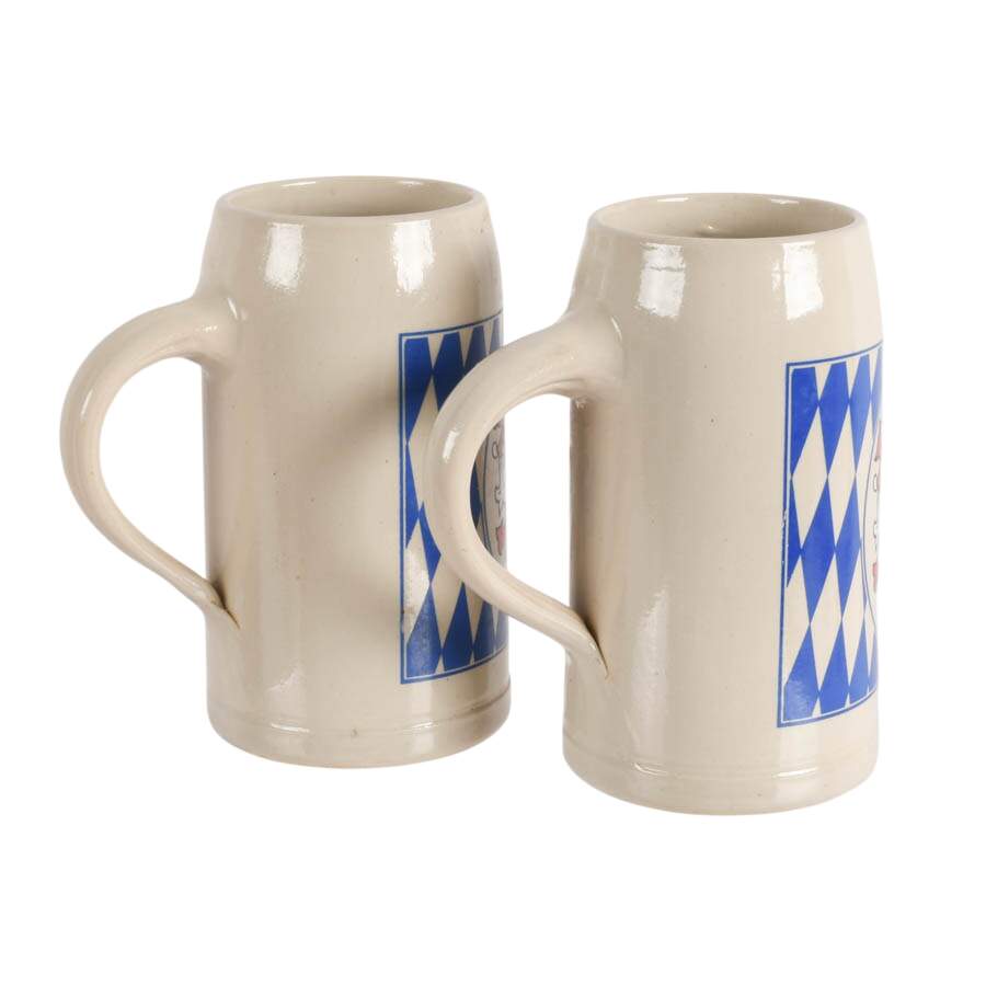 Pair of Franz Stöber Stoneware Beer Steins and a German Pottery Beer Stein-6