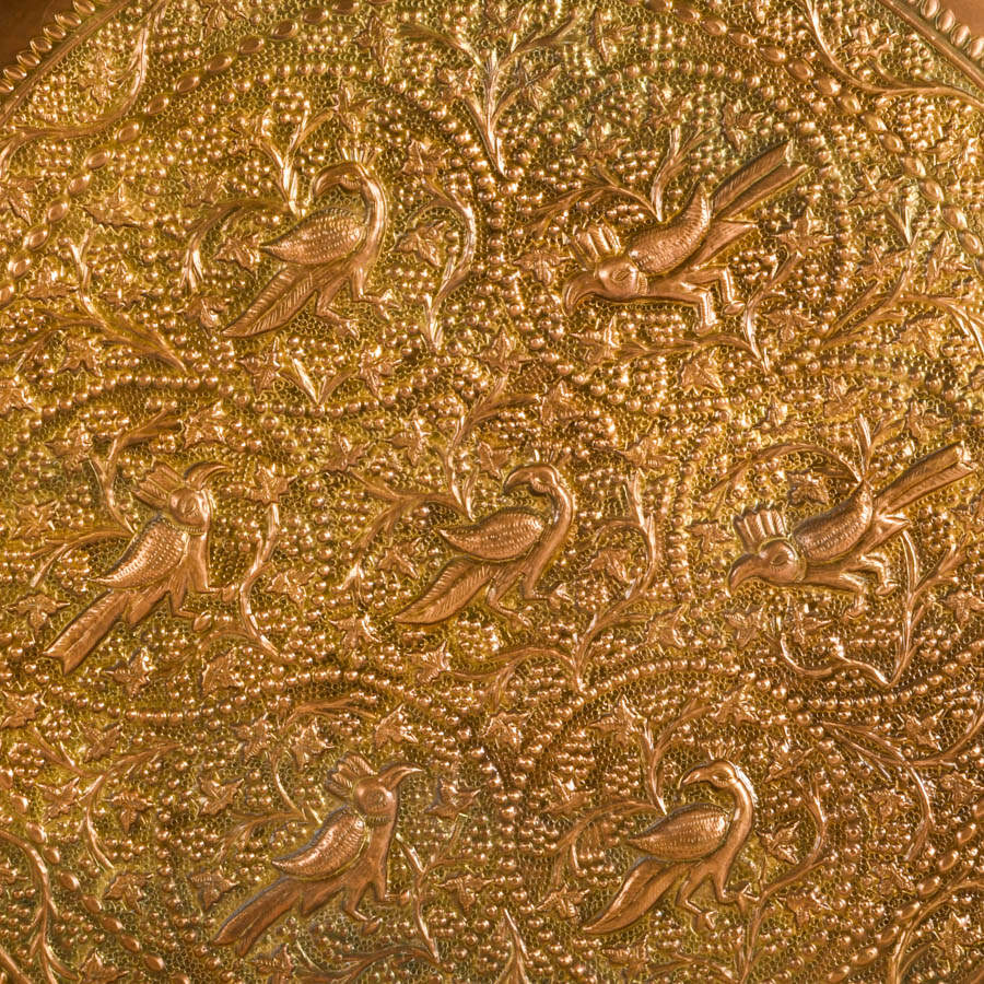 Antique Persian Embossed Copper Tea Tray-2