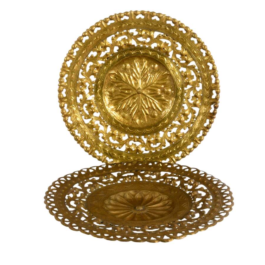 Pair of Italian Brass Geometric Wall Art-2