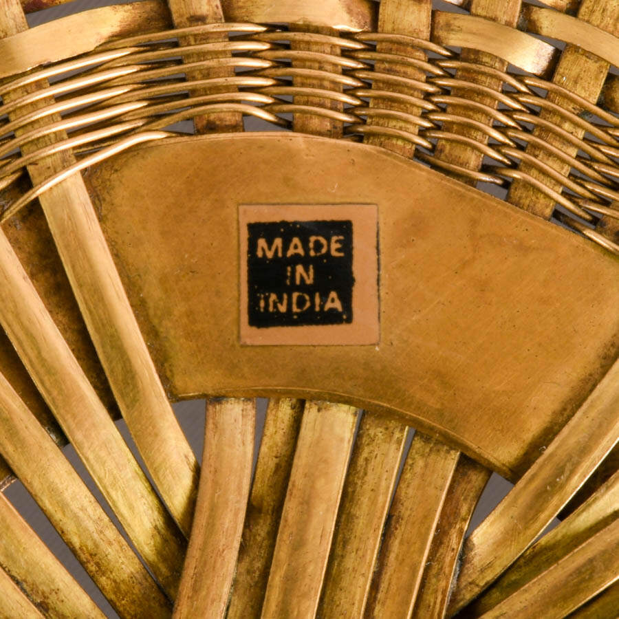 Large Brass Woven Bowl-5