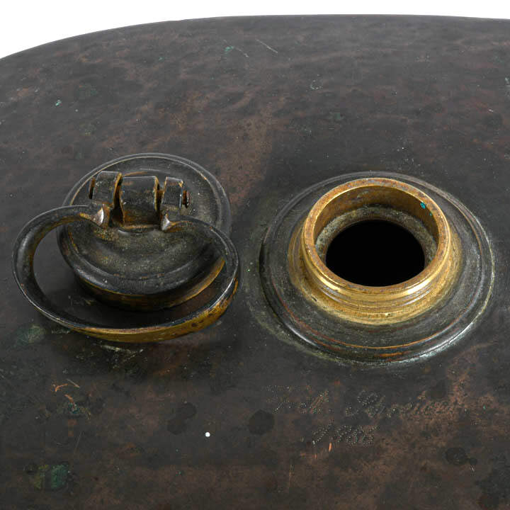 Antique Signed F.A. Schreider Copper Bed Warmer-5