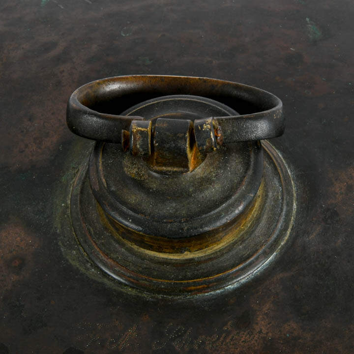 Antique Signed F.A. Schreider Copper Bed Warmer-4