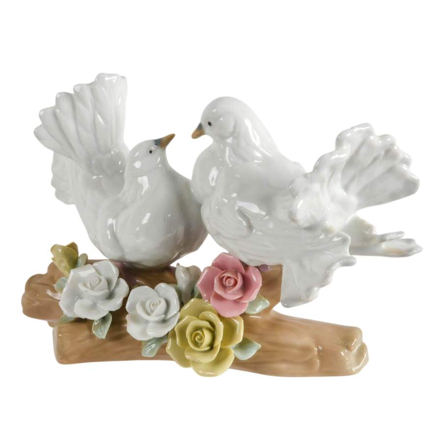 Vintage Capodimonte-Style Fan Tail Doves on Branch-3