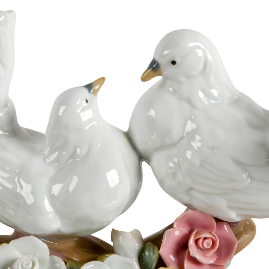 Vintage Capodimonte-Style Fan Tail Doves on Branch-2