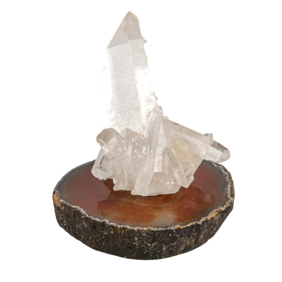 Quartz Crystal Specimen on Wood Display-3