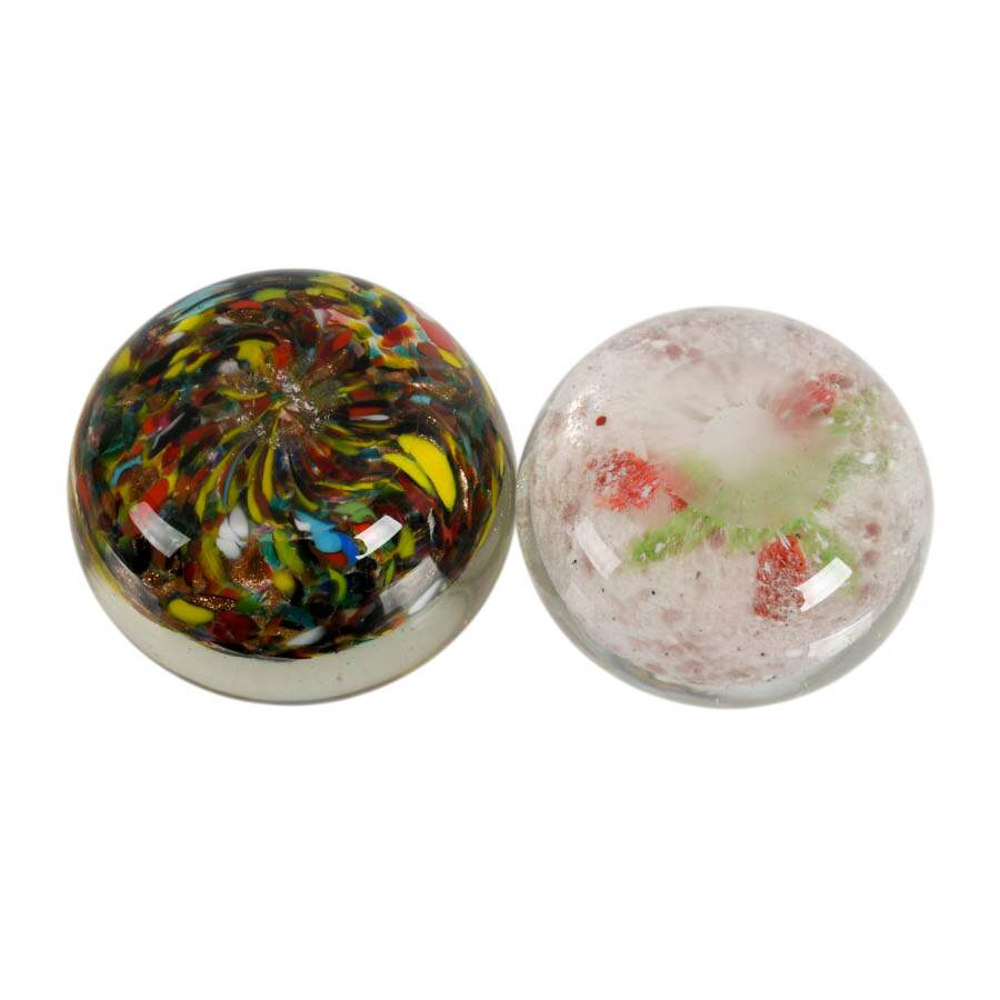 Pair of Floral Crystal Paperweights-5