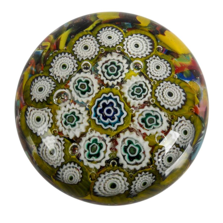 Pair of Floral Crystal Paperweights-3