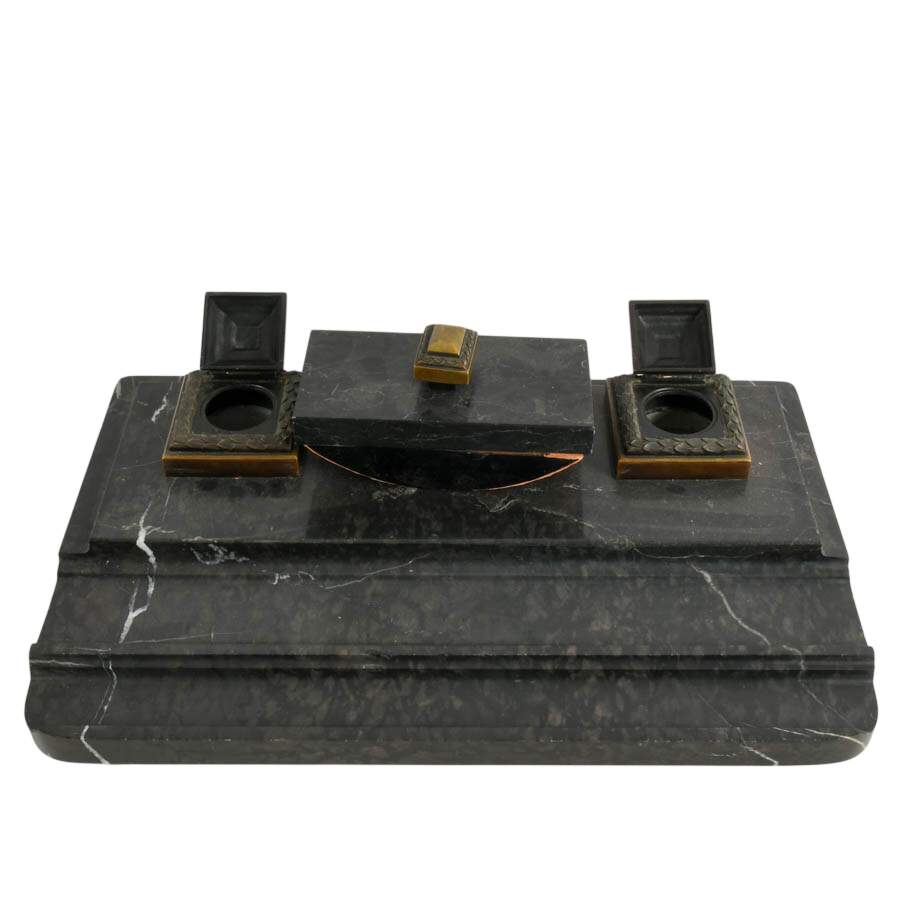 Marble Double Inkwell and Ink Blotter Desk Set-5