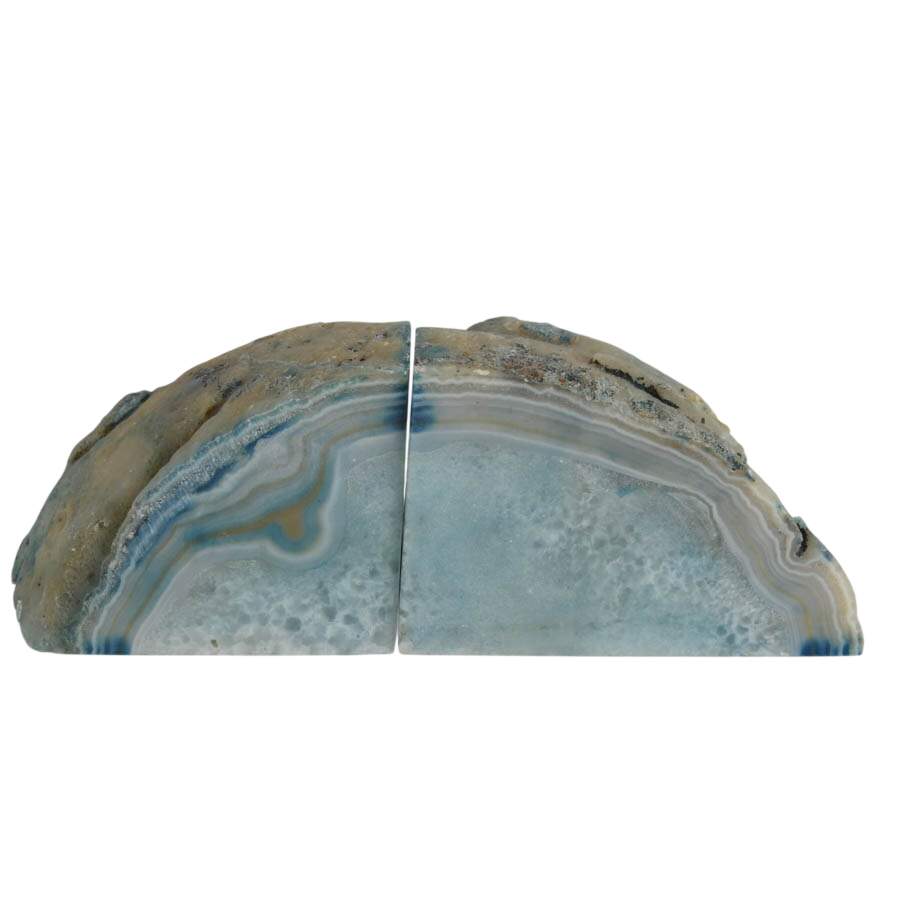 Pair of White and Blue Dyed Geode Specimens-7