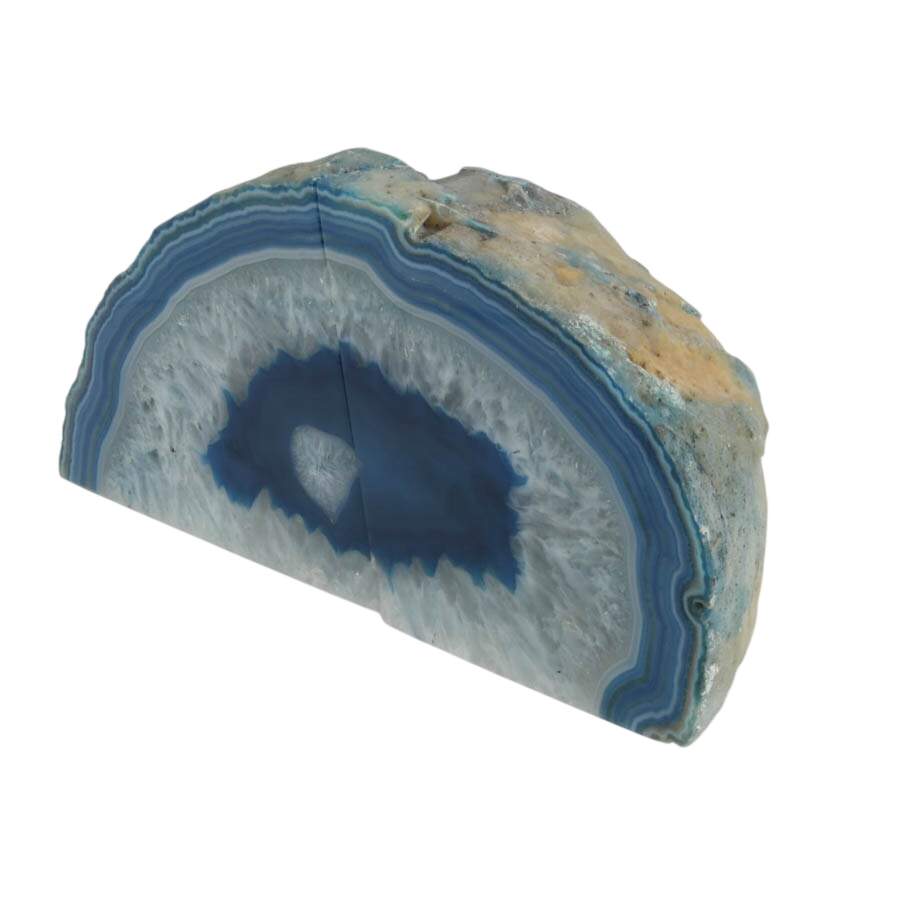 Pair of White and Blue Dyed Geode Specimens-2