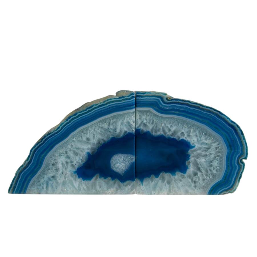 Pair of White and Blue Dyed Geode Specimens-1