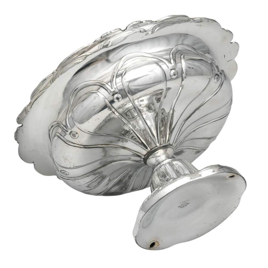 Antique Meriden Britannia Company Silver-Plated Hibiscus Flower Fruit Bowl-5