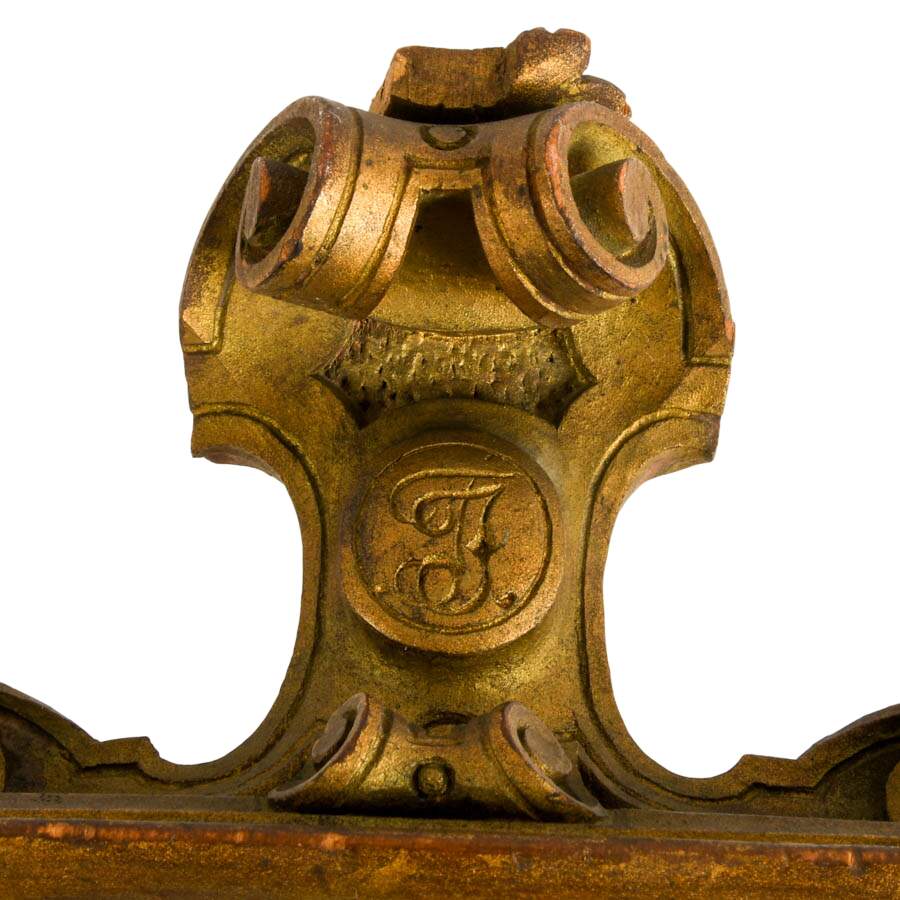 Antique Napoleon III Period Carved and Gilded Wood Masonic Frame-4