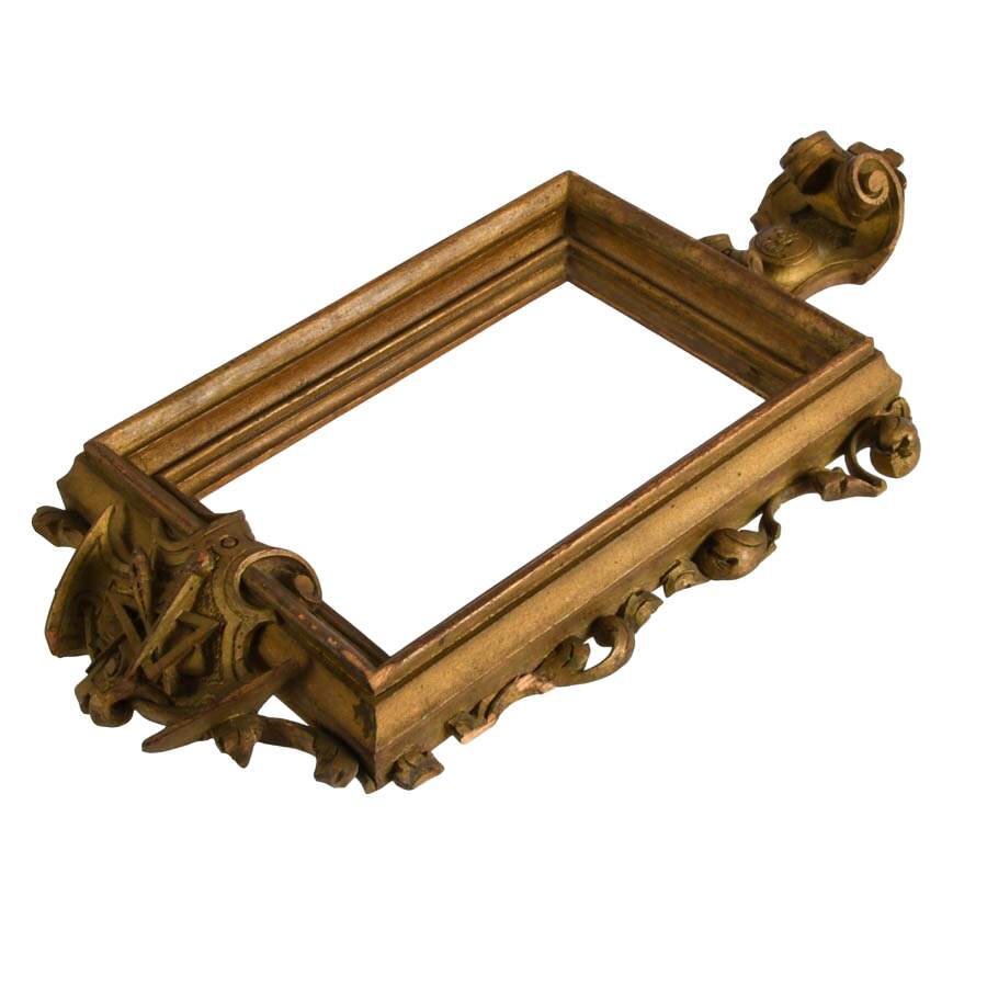 Antique Napoleon III Period Carved and Gilded Wood Masonic Frame-2