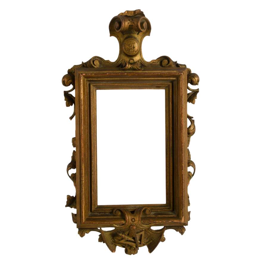 Antique Napoleon III Period Carved and Gilded Wood Masonic Frame-1