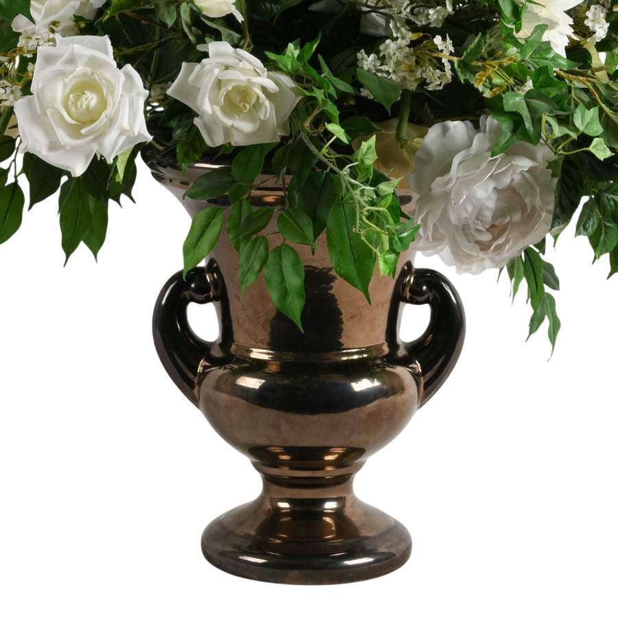 Haeger USA Real Gold Glaze Urn with Floral Arrangement-7