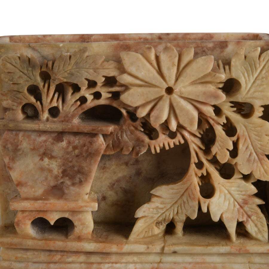 Chinese Carved Soapstone Brush Pot-2