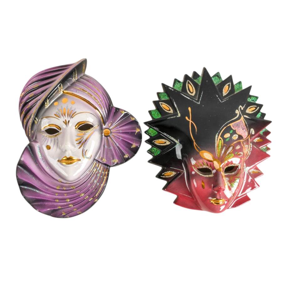 Pair of Sandini & Bertoncello Hand-Made Masquerade Masks-1