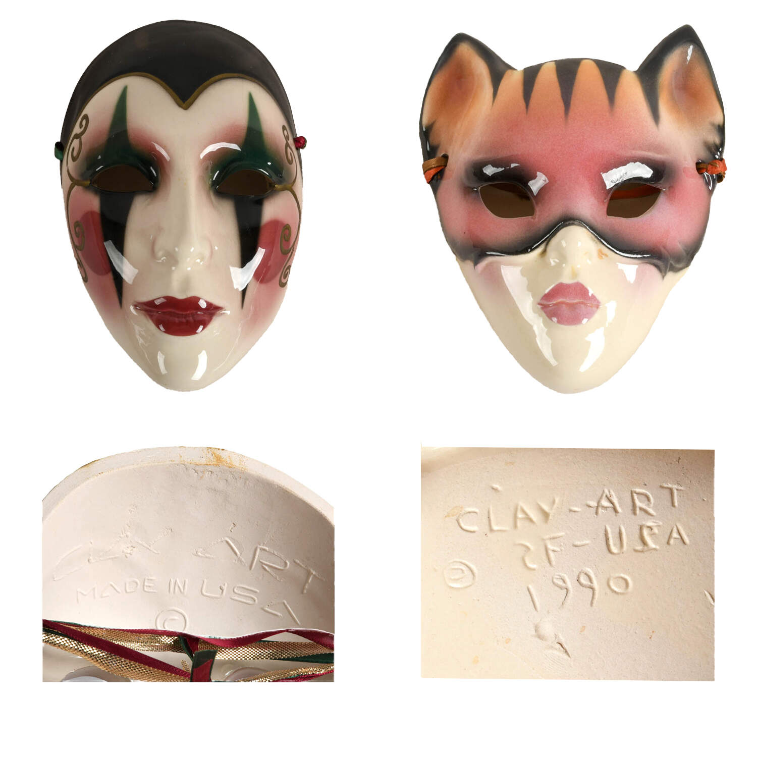 Four Clay Art Masquerade Masks-2