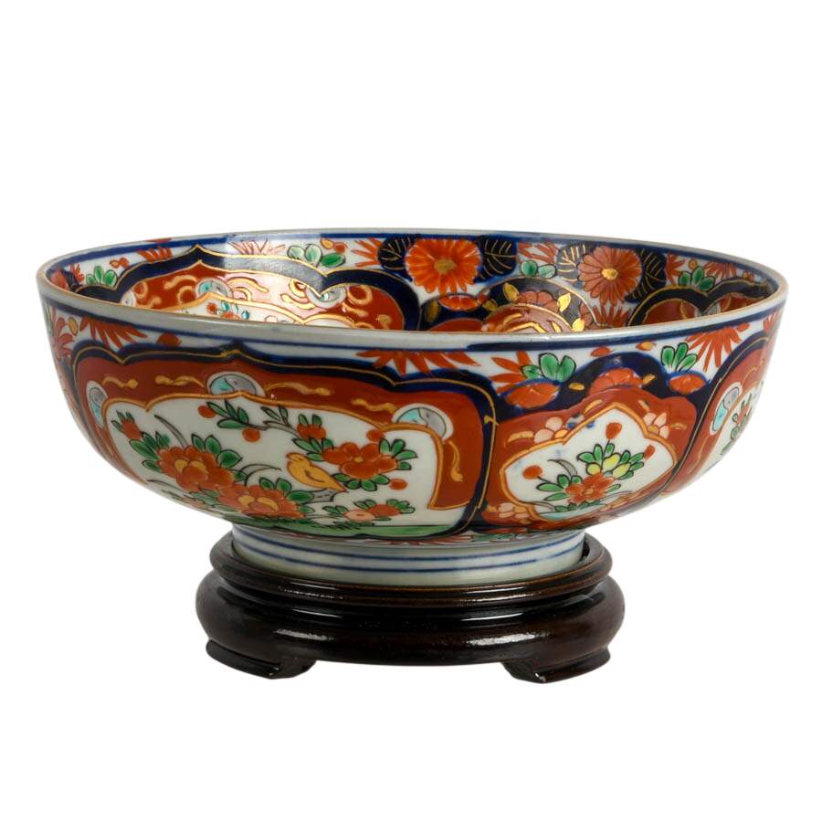 Japanese Imari Porcelain Bowl on Stand-2
