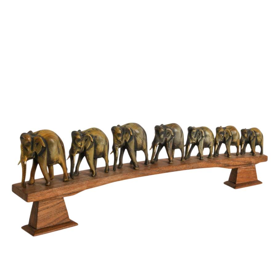 Anglo-Indian Carved Wood Elephant Bridge-5