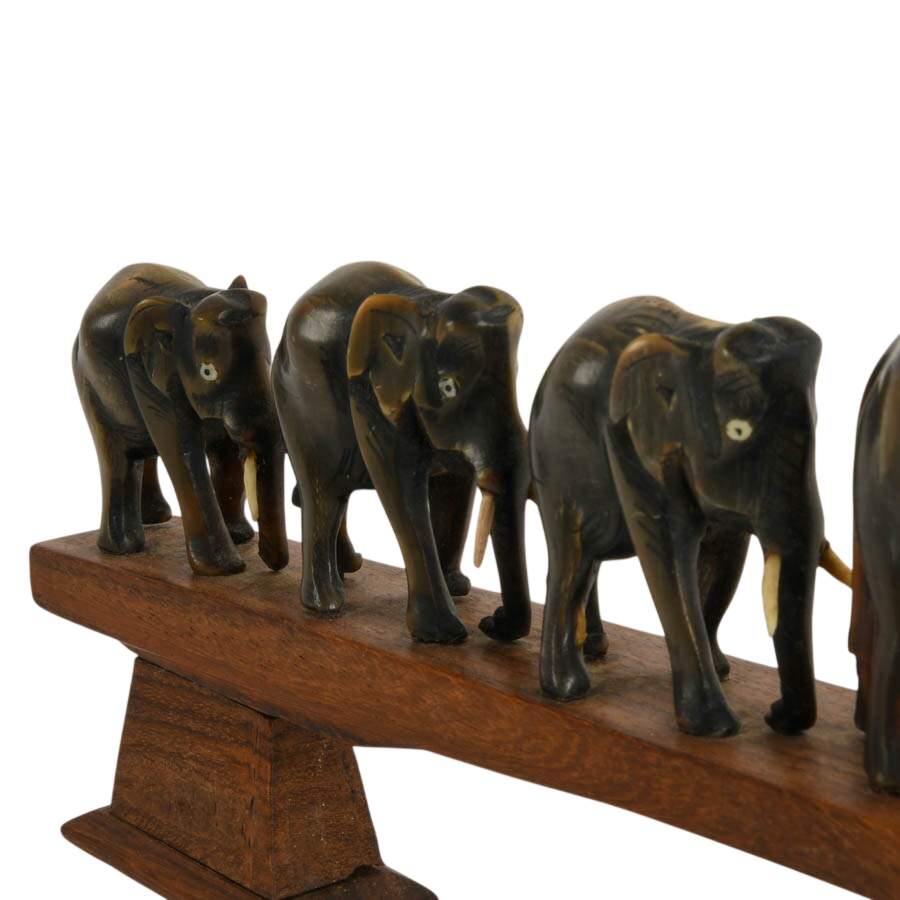 Anglo-Indian Carved Wood Elephant Bridge-4