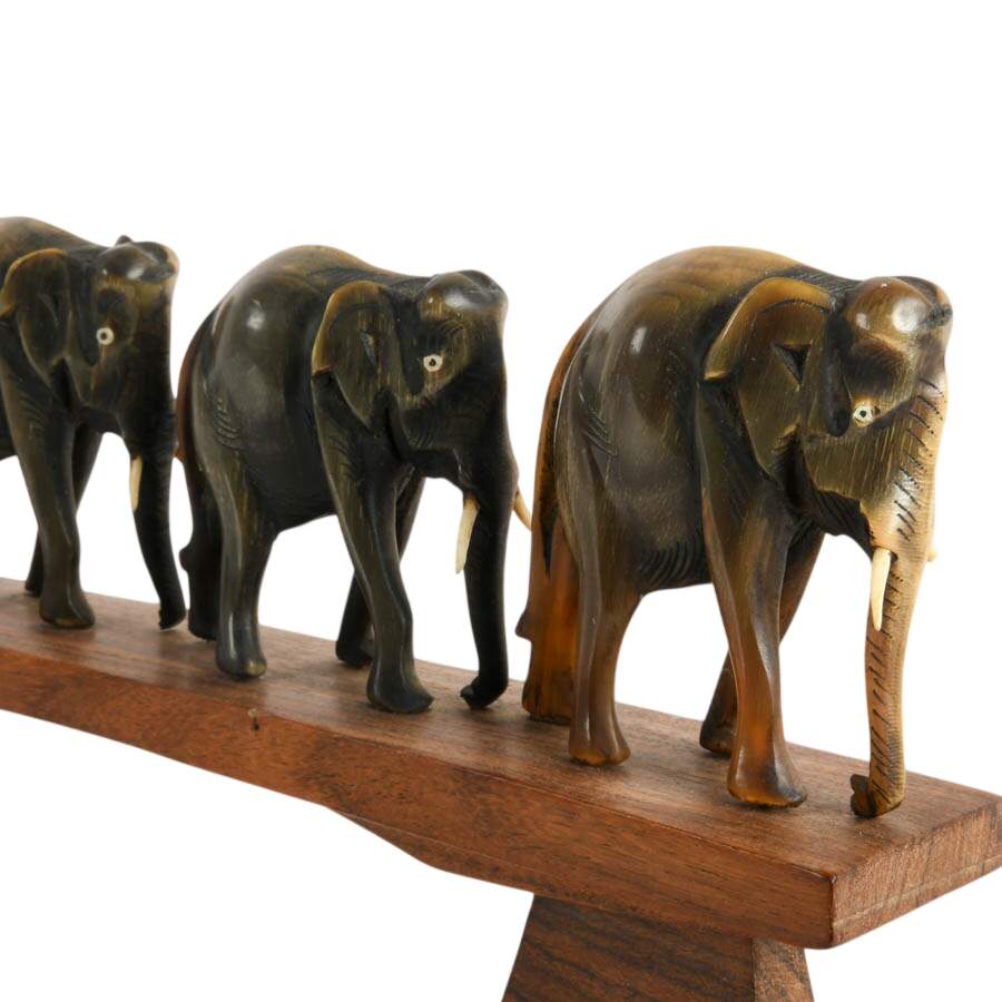 Anglo-Indian Carved Wood Elephant Bridge-3