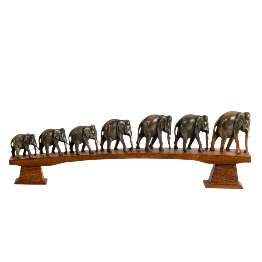 Anglo-Indian Carved Wood Elephant Bridge-1