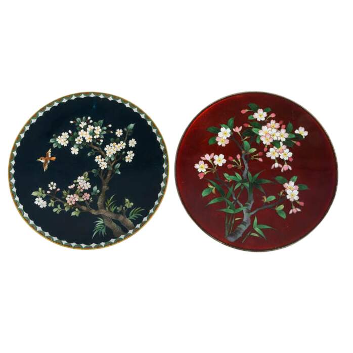 Pair of Japanese Cloisonné Plates-1