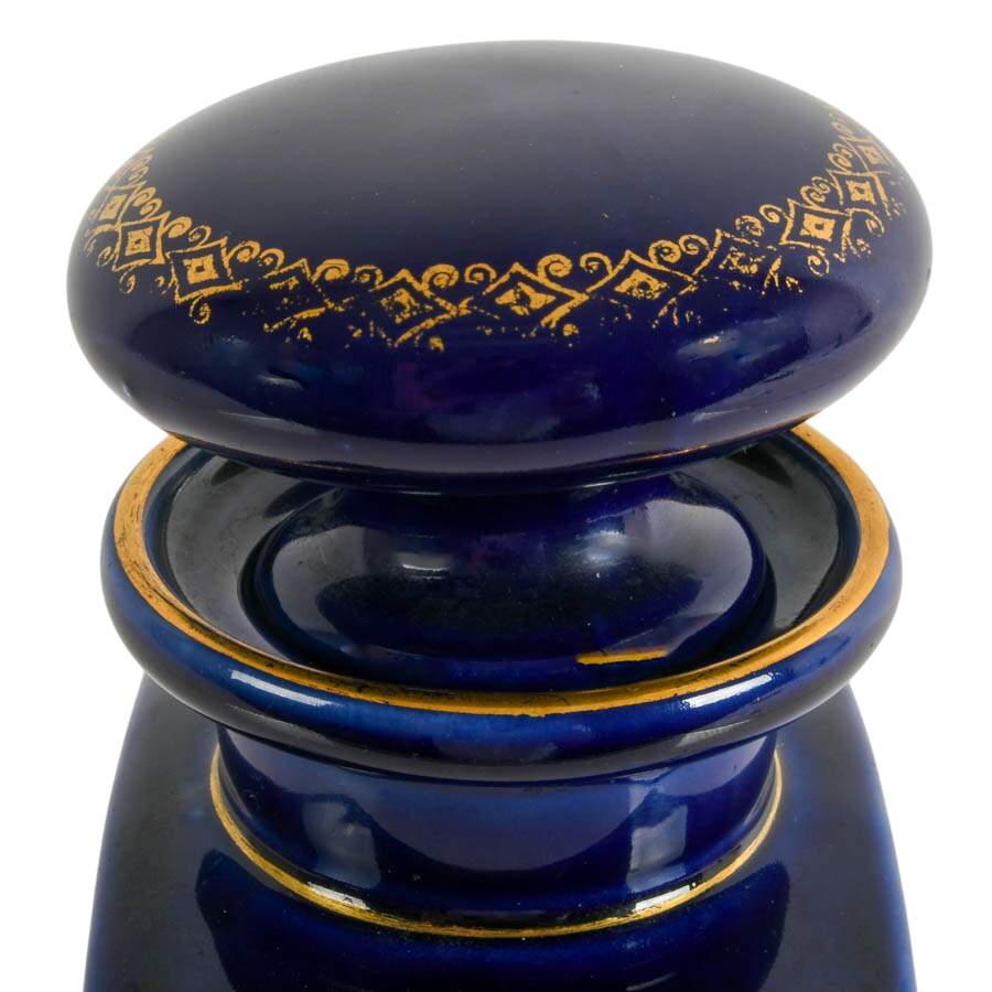Sèvres-Style Cobalt Porcelain Portrait Tea Caddy-3