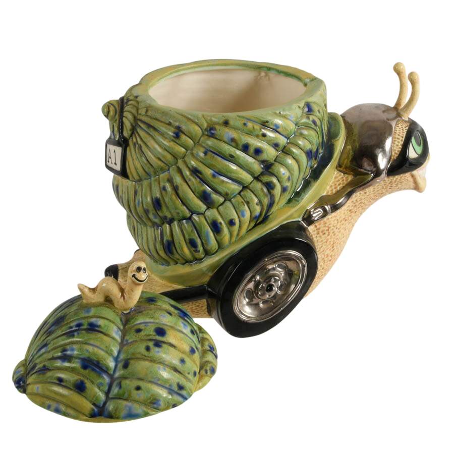 Mid-Century Ceramic Hotrod Snail Cookie Jar-6