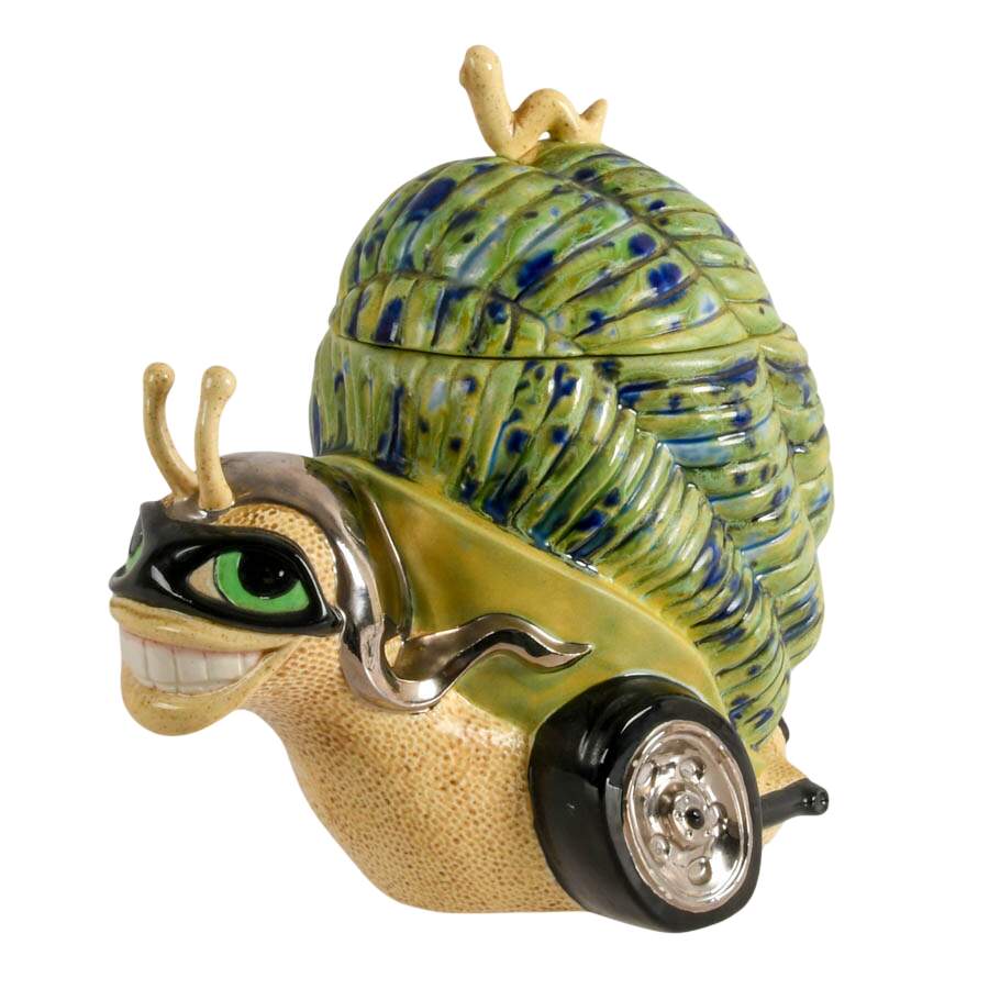 Mid-Century Ceramic Hotrod Snail Cookie Jar-2