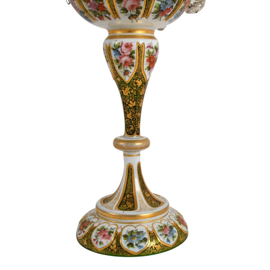 Antique Pair Bohemian Lusters with Crystal Prisms-3