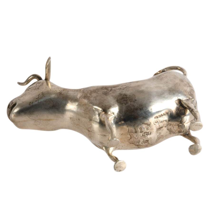 Antique Victorian Dutch Sterling Figural Cow Creamer-7