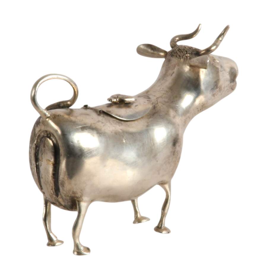 Antique Victorian Dutch Sterling Figural Cow Creamer-4