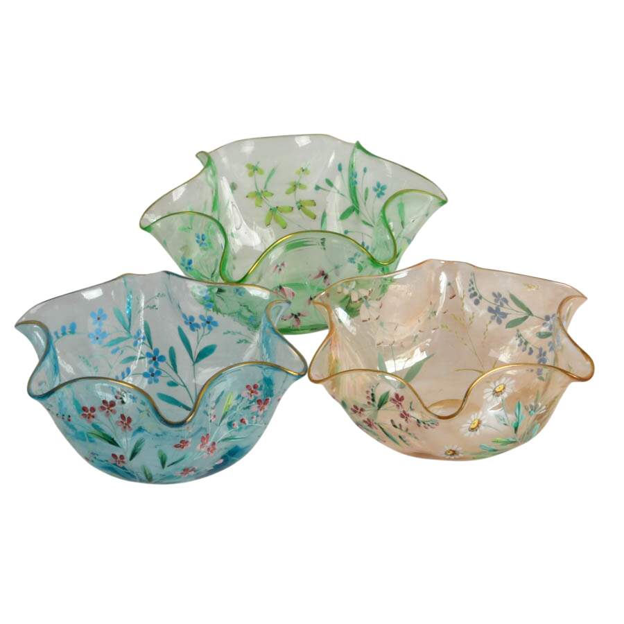 Set of Hand-Painted Floral Bon Bon Bowls-1