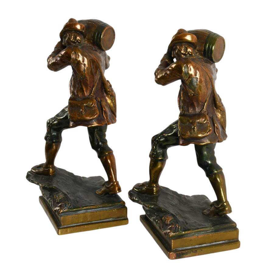 Pompeian Bronze Art Deco Rip Van Winkle Book Ends inspired by N.C. Wyeth-5