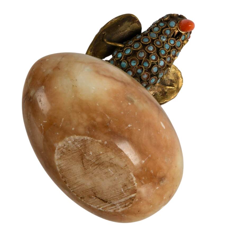 Tibetan Brass Filigree Bird with Inlaid Turquoise and Coral Stone-6