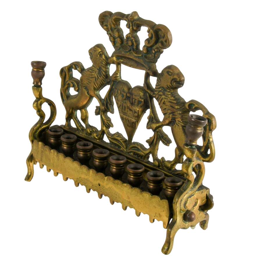 Antique Brass Hanukkah Menorah-3