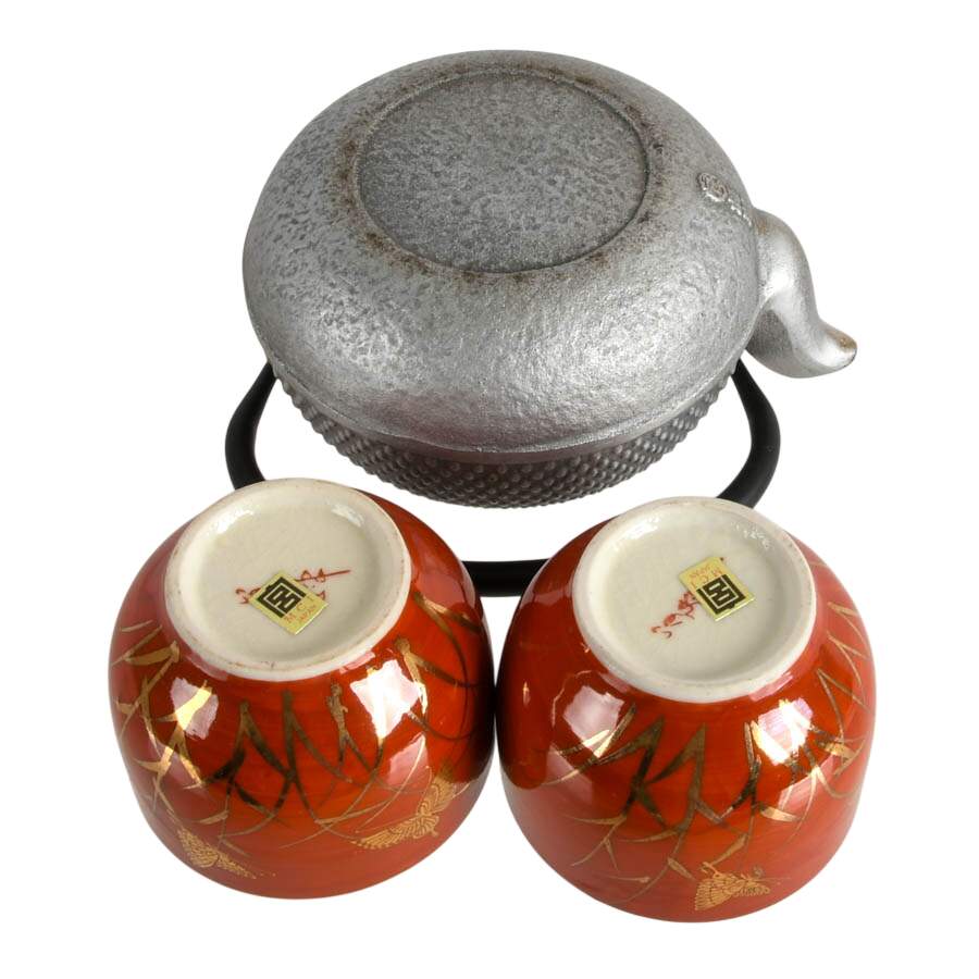 Japanese Tea Ceremony Set: Metal Kyusu, Natsume, Teacup-8