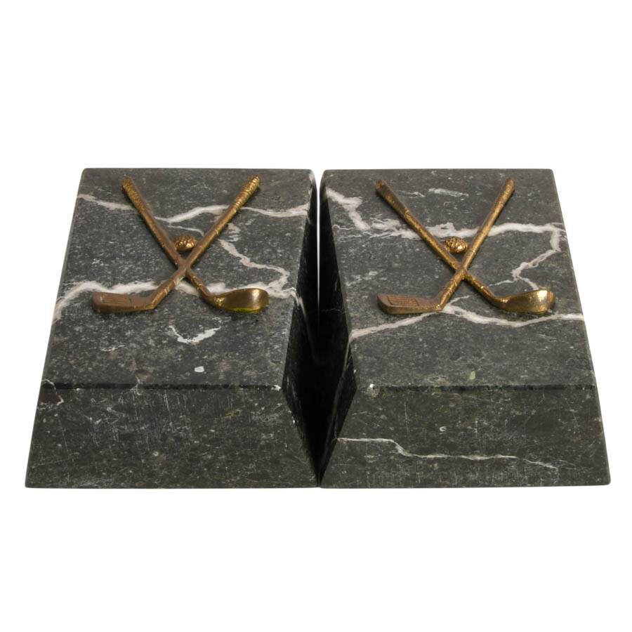 Pakistani Black Marble Golf Bookends by Noymer-8