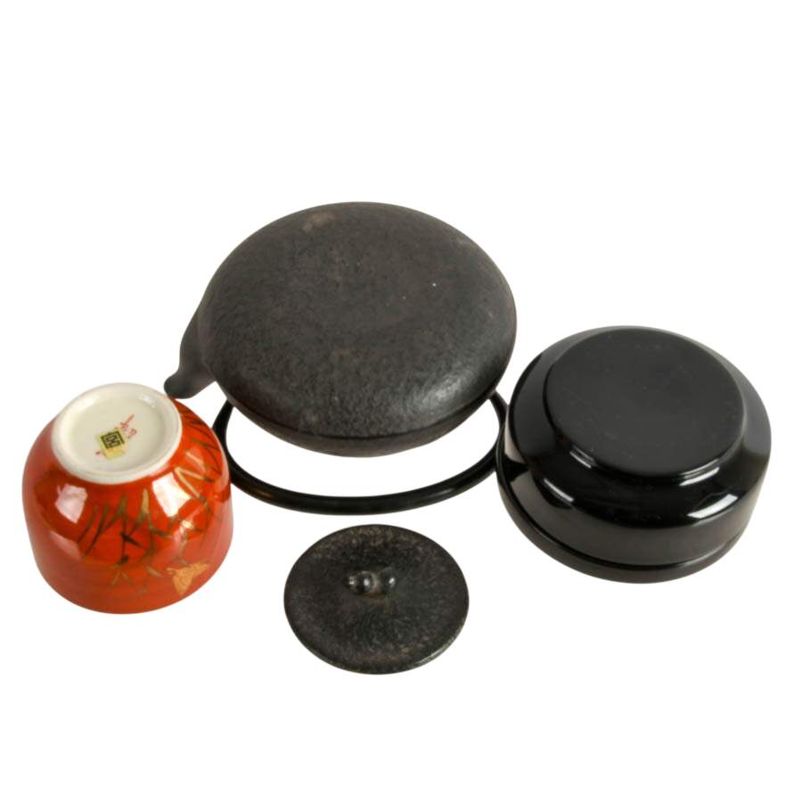 Authentic Japanese Tea Ceremony Set: Metal Kyusu, Natsume Caddy, Matcha Cup-9